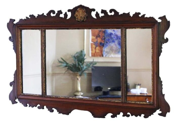 large antique gilt and mahogany wall mirror 1890s 2