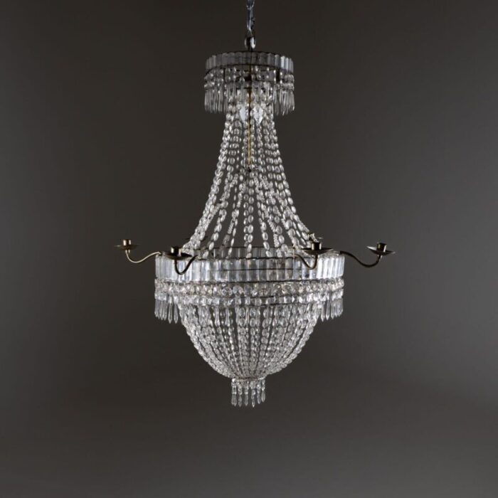 large basket chandelier candleholder early 19th century 5