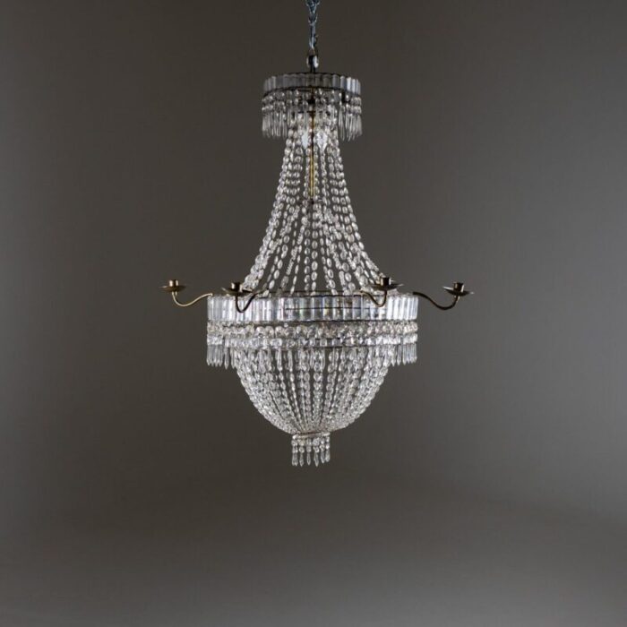 large basket chandelier candleholder early 19th century 6