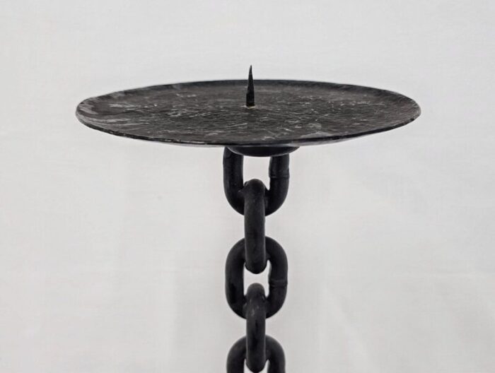 large brutalist iron chain candlestick holder france 1960s 5