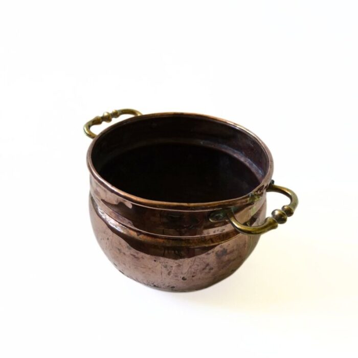 large copper pot with brass handles sweden 1900s 1