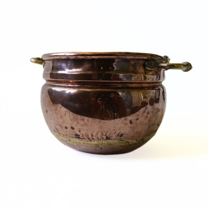 large copper pot with brass handles sweden 1900s 3