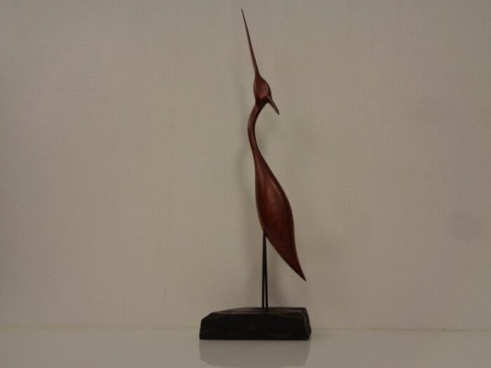 large danish heron or crane in teak 1960s 3