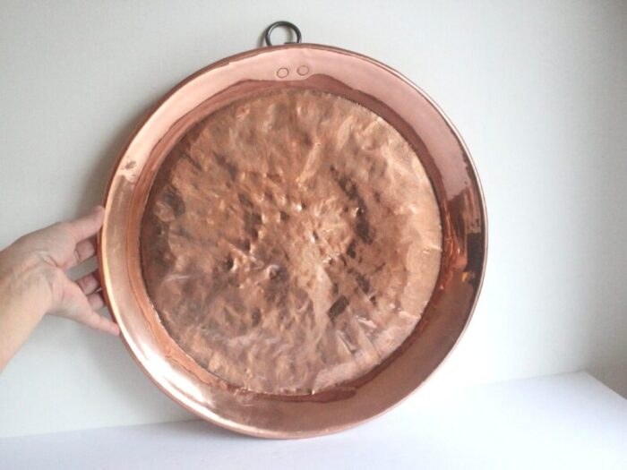 large early 20th century rustic primitive vintage country kitchen farmhousenhammered copper pan saucepan 7946