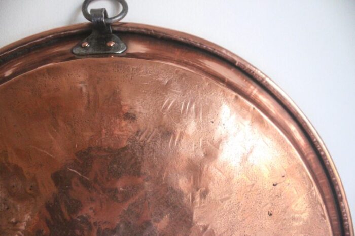 large early 20th century rustic primitive vintage country kitchen farmhousenhammered copper pan saucepan 9779