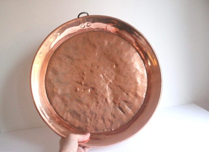 large early 20th century rustic primitive vintage country kitchen farmhousenhammered copper pan saucepan 9888