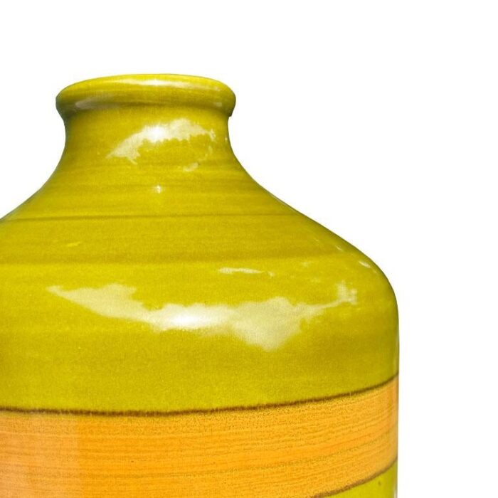 large italian mid century vase in olive green and orange by raymor italy 6642