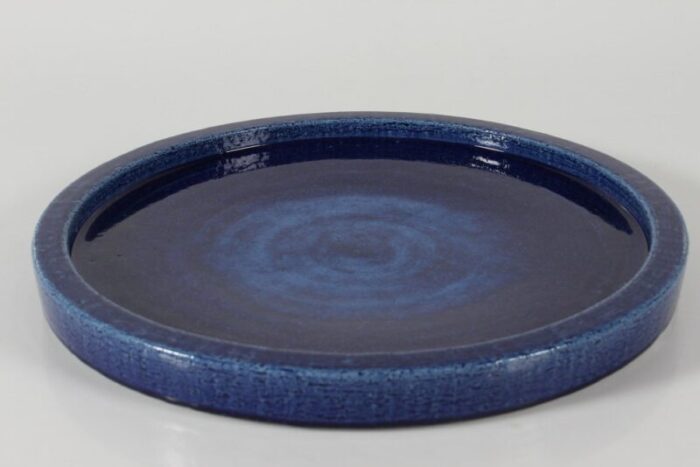 large low stoneware dish with deep blue glaze by per linnemann schmidt 1963 1