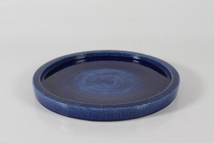 large low stoneware dish with deep blue glaze by per linnemann schmidt 1963 2