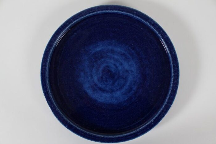 large low stoneware dish with deep blue glaze by per linnemann schmidt 1963 3