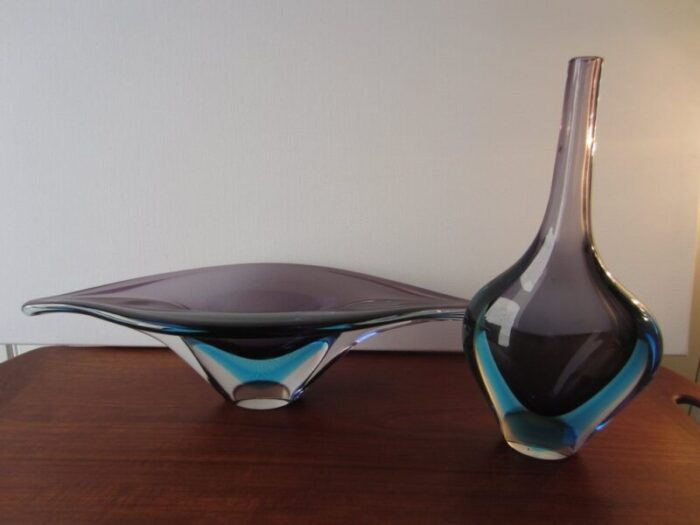 large murano sommerso vase and bowl set of 2 1