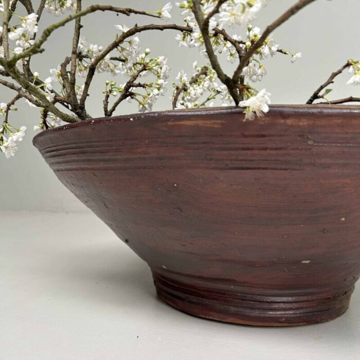 large organic ikebana planter in bizen pottery japan 1950s 10