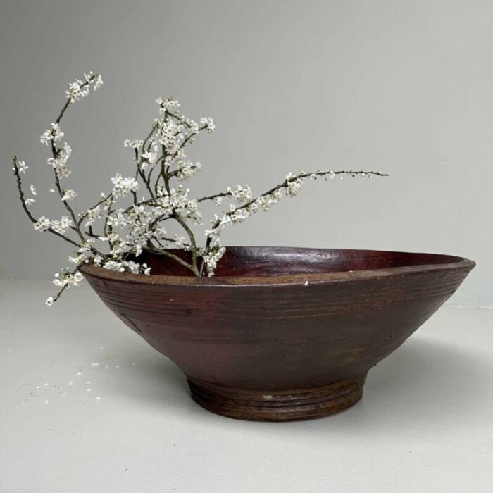 large organic ikebana planter in bizen pottery japan 1950s 3