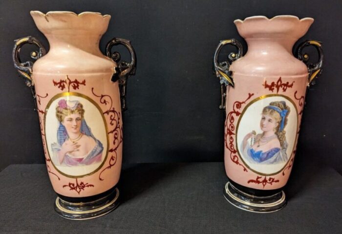 large porcelain vases paris set of 2 1