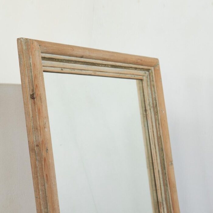 large rustic mirror in pine and faded paint 1920s 3