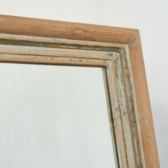 large rustic mirror in pine and faded paint 1920s 5