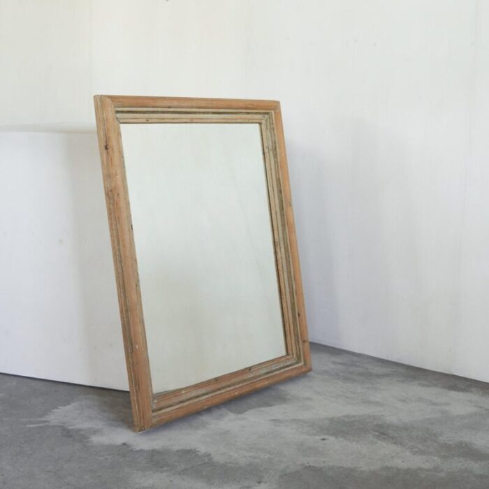 large rustic mirror in pine and faded paint 1920s 9