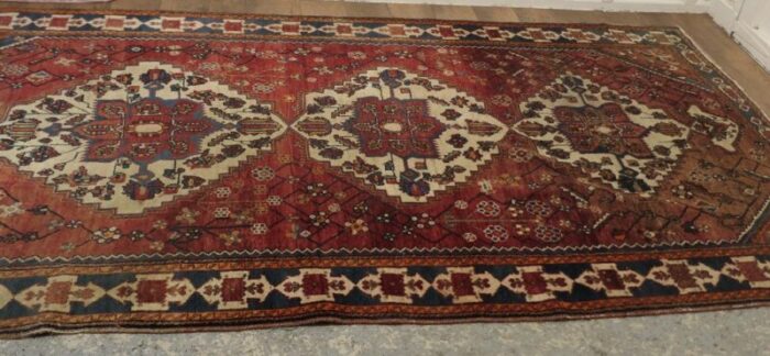 large traditional tree of life red wool rug 1920s 7