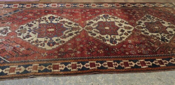 large traditional tree of life red wool rug 1920s 8