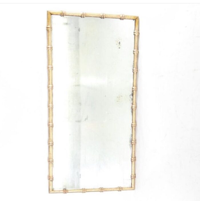 large vintage gilded iron mirror from maison jansen 1940s 1