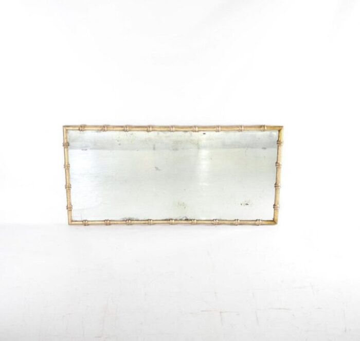 large vintage gilded iron mirror from maison jansen 1940s 5