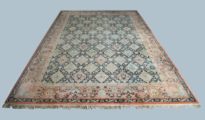 large vintage wool and cotton rug 1