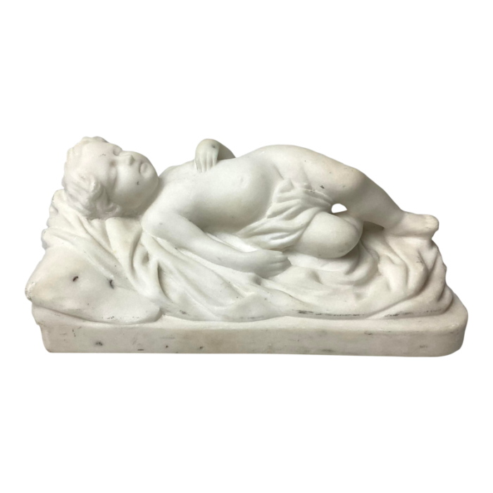 late 19th century antique carved marble figure of a sleeping child 1398