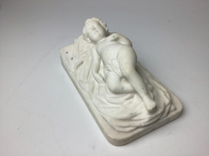 late 19th century antique carved marble figure of a sleeping child 2545