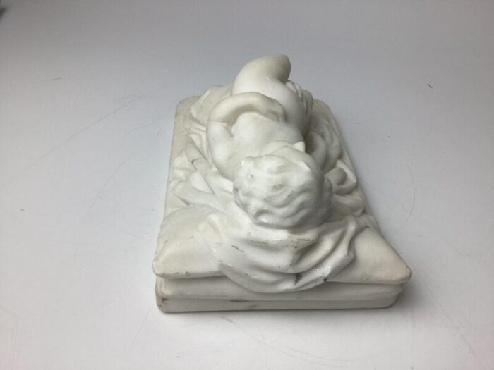 late 19th century antique carved marble figure of a sleeping child 2845