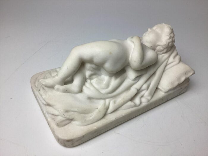 late 19th century antique carved marble figure of a sleeping child 9603