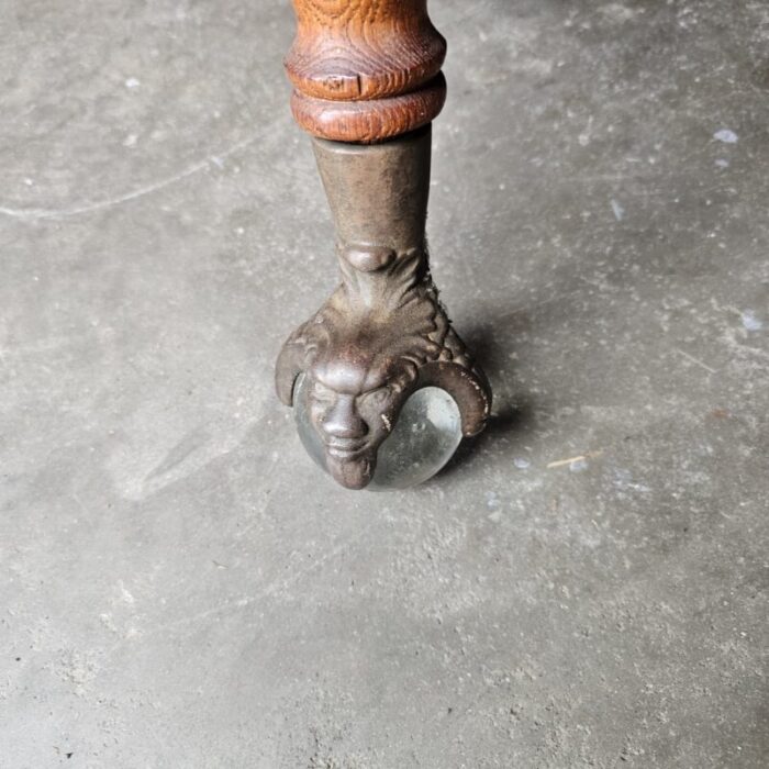 late 19th century antique oak victorian glass ball and claw foot table 0974