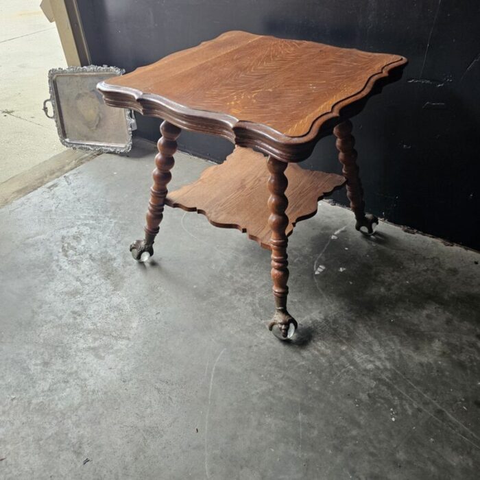 late 19th century antique oak victorian glass ball and claw foot table 2203