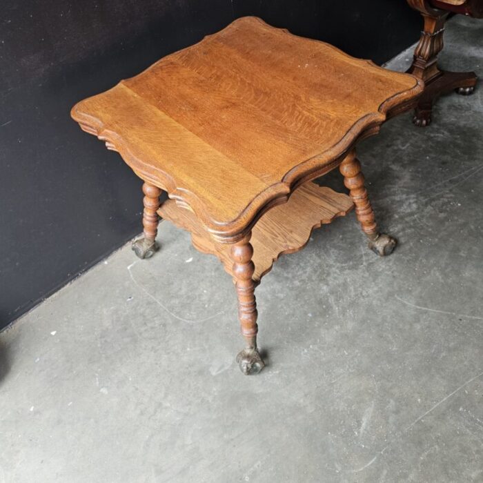 late 19th century antique oak victorian glass ball and claw foot table 7786