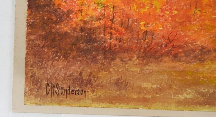 late 19th century charles sanderson vermont autumn landscape watercolor painting 1800