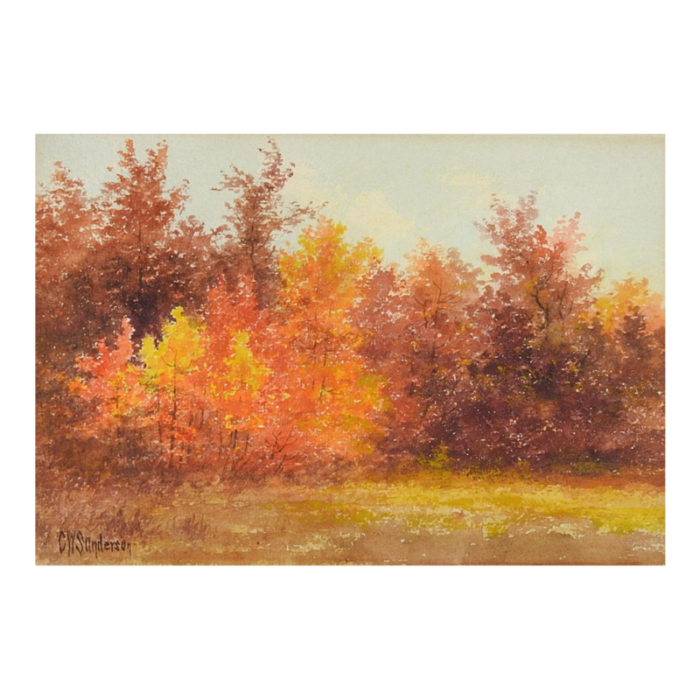 late 19th century charles sanderson vermont autumn landscape watercolor painting 9291