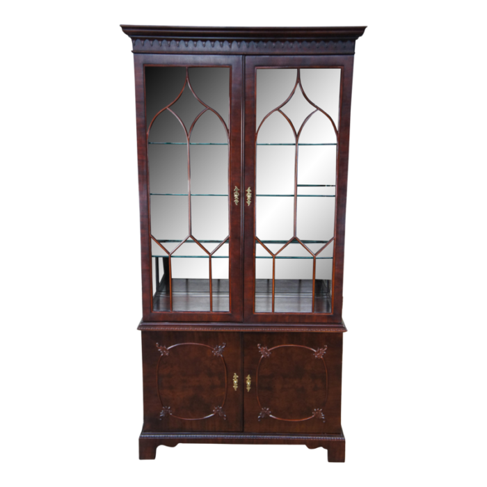 late 20th century century furniture claridge crotch mahogany china curio cabinet display case 2787