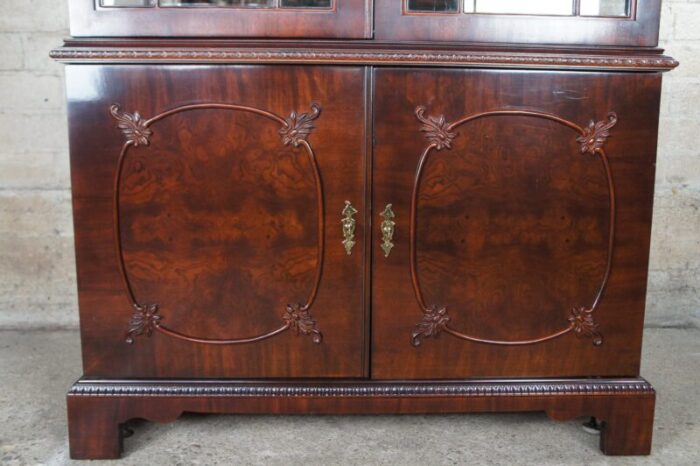 late 20th century century furniture claridge crotch mahogany china curio cabinet display case 4533