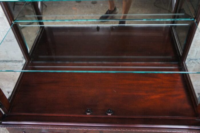 late 20th century century furniture claridge crotch mahogany china curio cabinet display case 6685