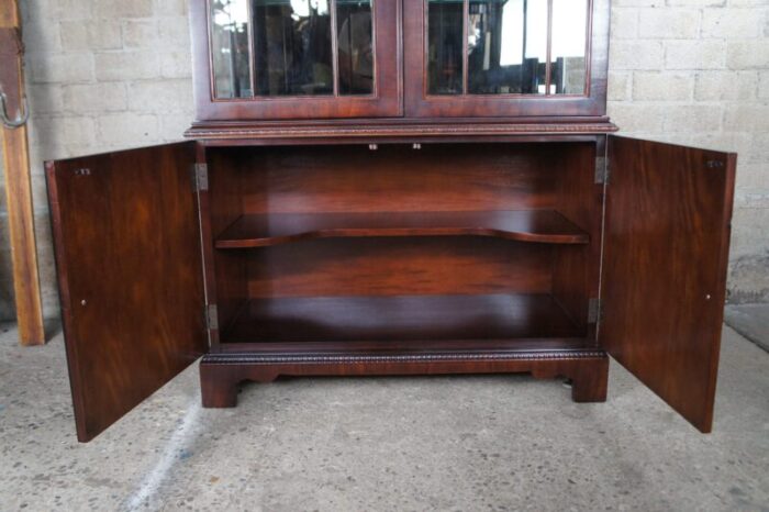 late 20th century century furniture claridge crotch mahogany china curio cabinet display case 8459