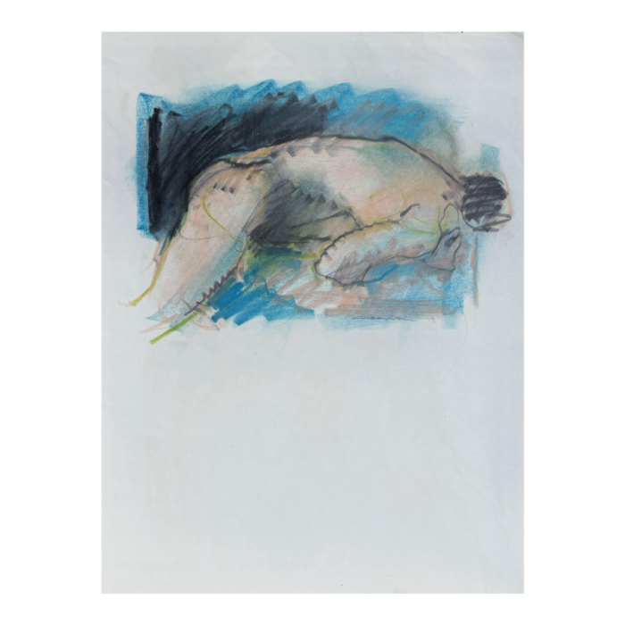 late 20th century jack meanwell prone nude figure oil pastel 5282