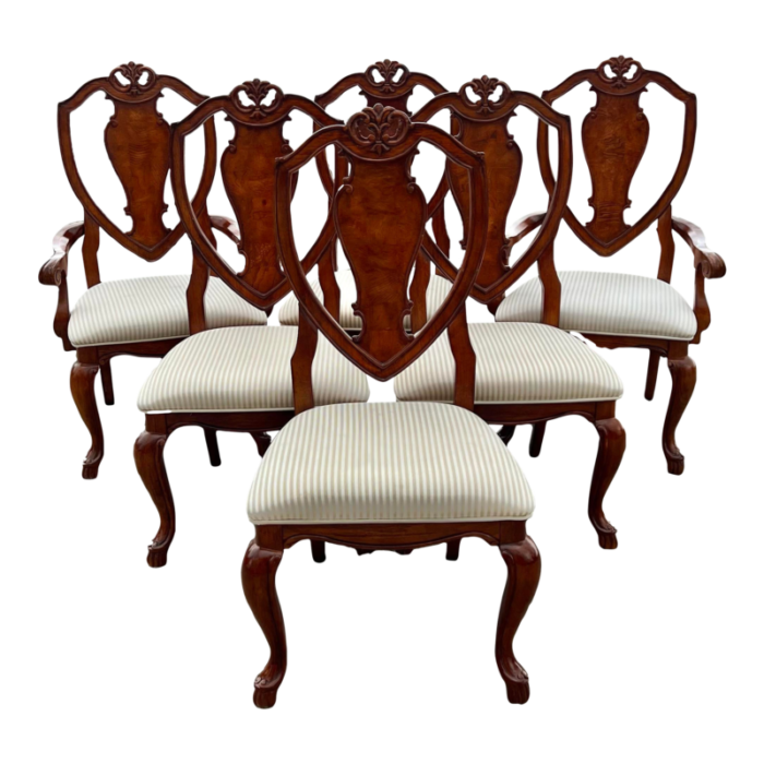 late 20th century shield back carved dining chairs set of 6 9136