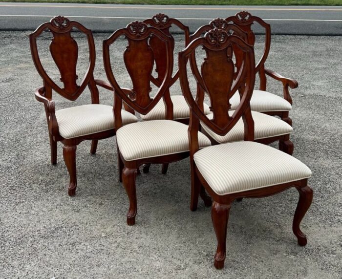 late 20th century shield back carved dining chairs set of 6 9650