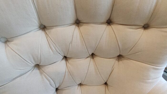 late 20th century the kellogg collection daisy button tufted neutral upholstered clublounge chair 2059