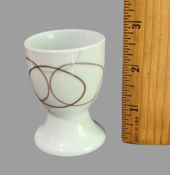 late 20th century white porcelain soft boiled egg cup holders set of 4 1985