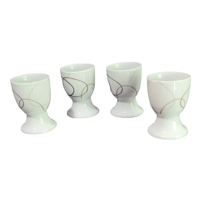 late 20th century white porcelain soft boiled egg cup holders set of 4 2720