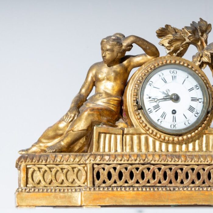 louis seize mantel clock in a giltwood case 2