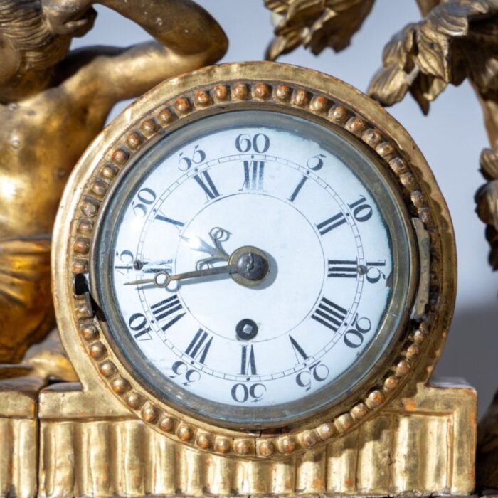 louis seize mantel clock in a giltwood case 3