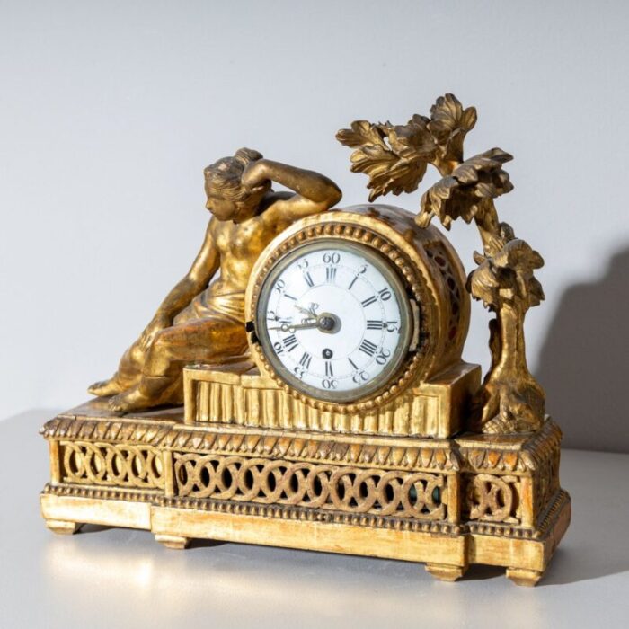 louis seize mantel clock in a giltwood case 5