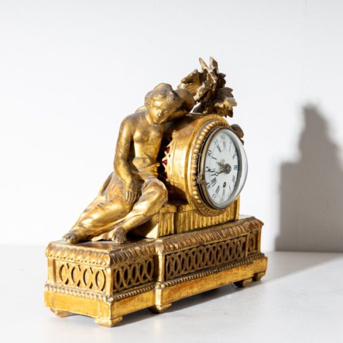 louis seize mantel clock in a giltwood case 7