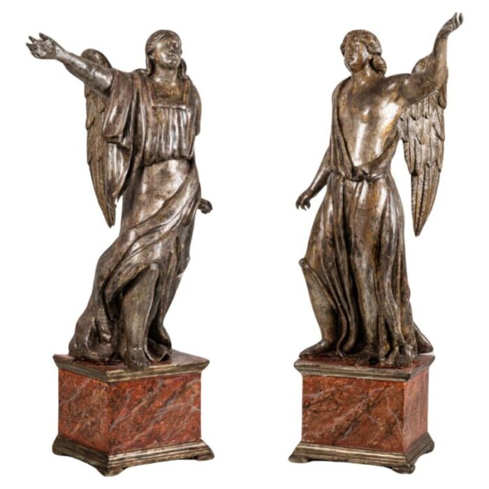 louis xiv angel sculptures late 17th century set of 2 1